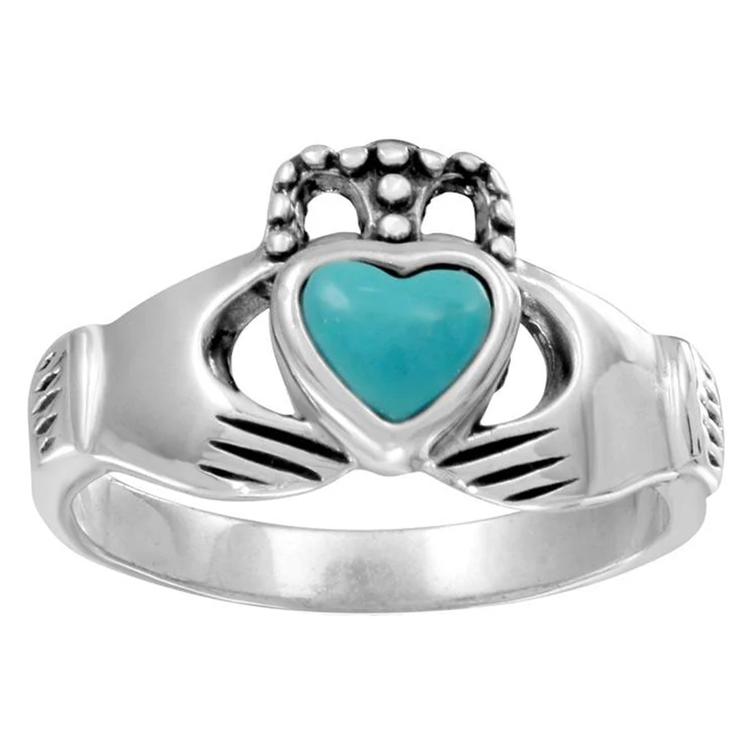 Sterling Silver Blue Claddagh Ring