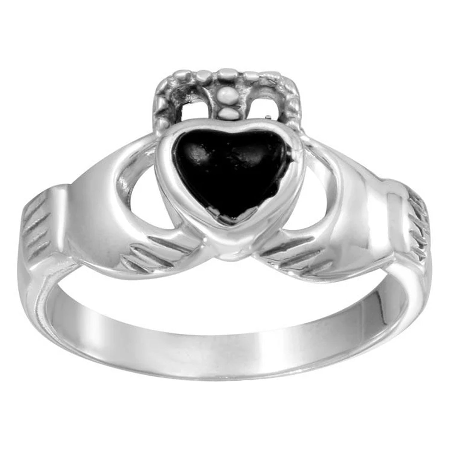 Sterling Silver Black Claddagh Ring