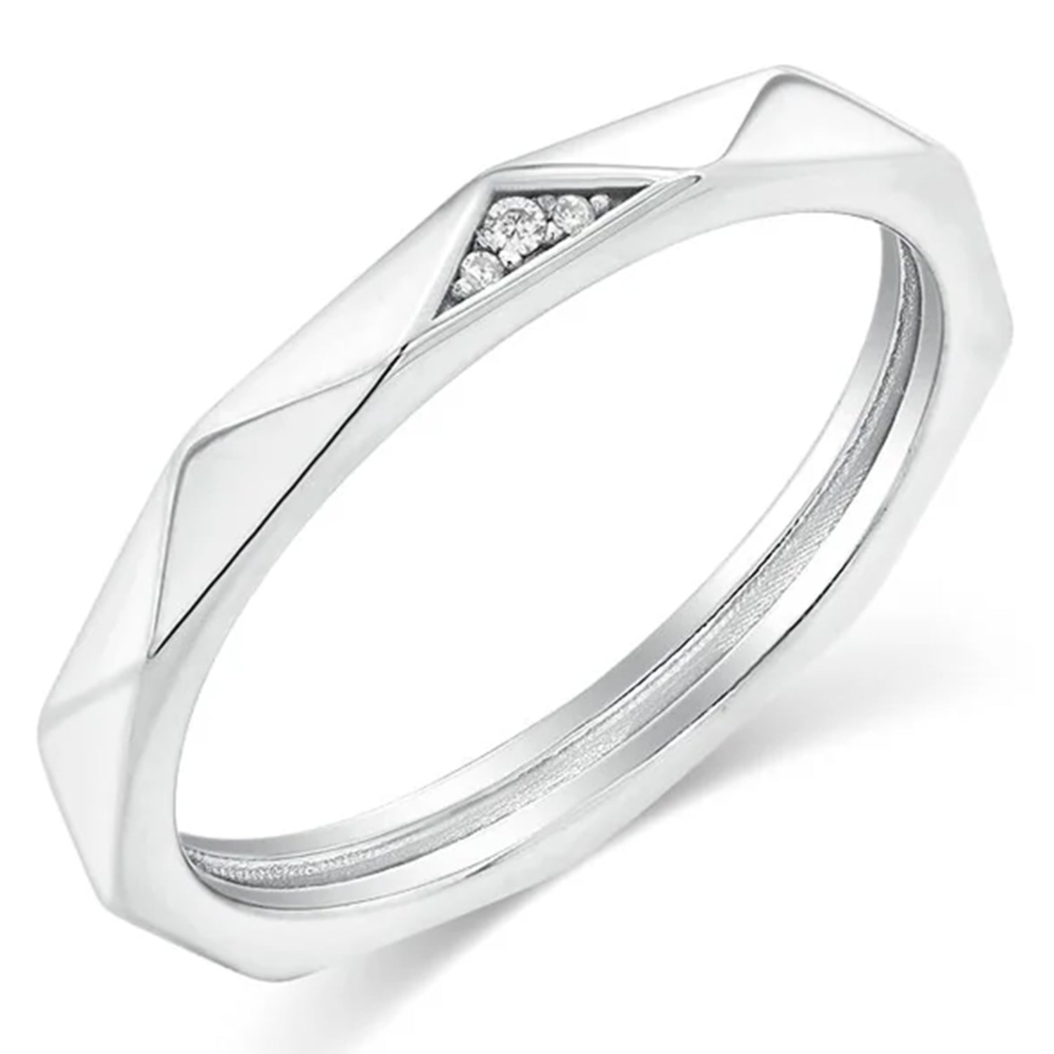 Sterling Silver CZ Faceted Ring